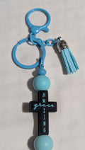 Amazing Grace Cross Keychain – Blue