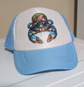 Blue Crab – Light Blue & White Sublimated Trucker Hat