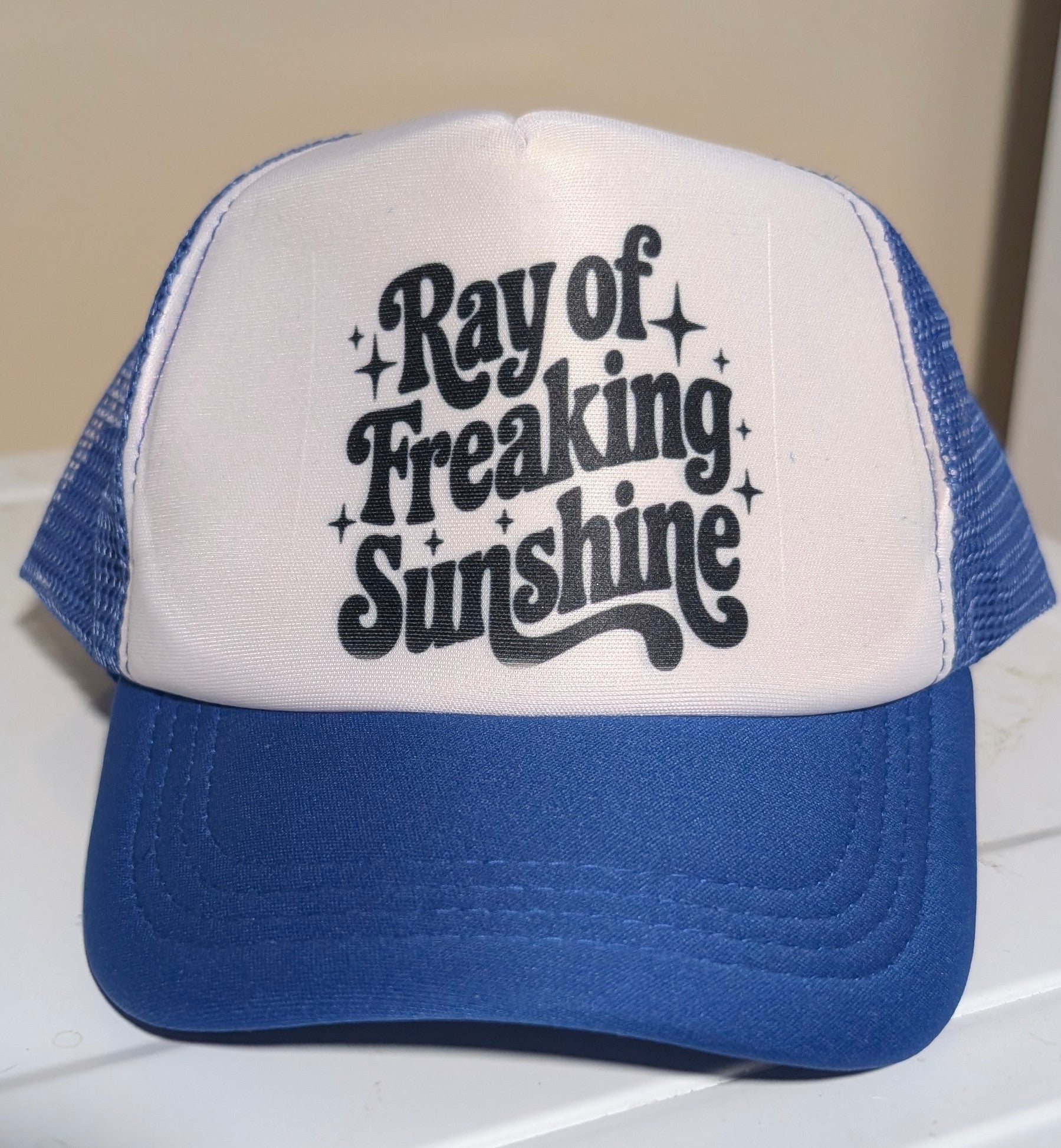 Ray of Freaking Sunshine – Blue & White Sublimated Trucker Hat