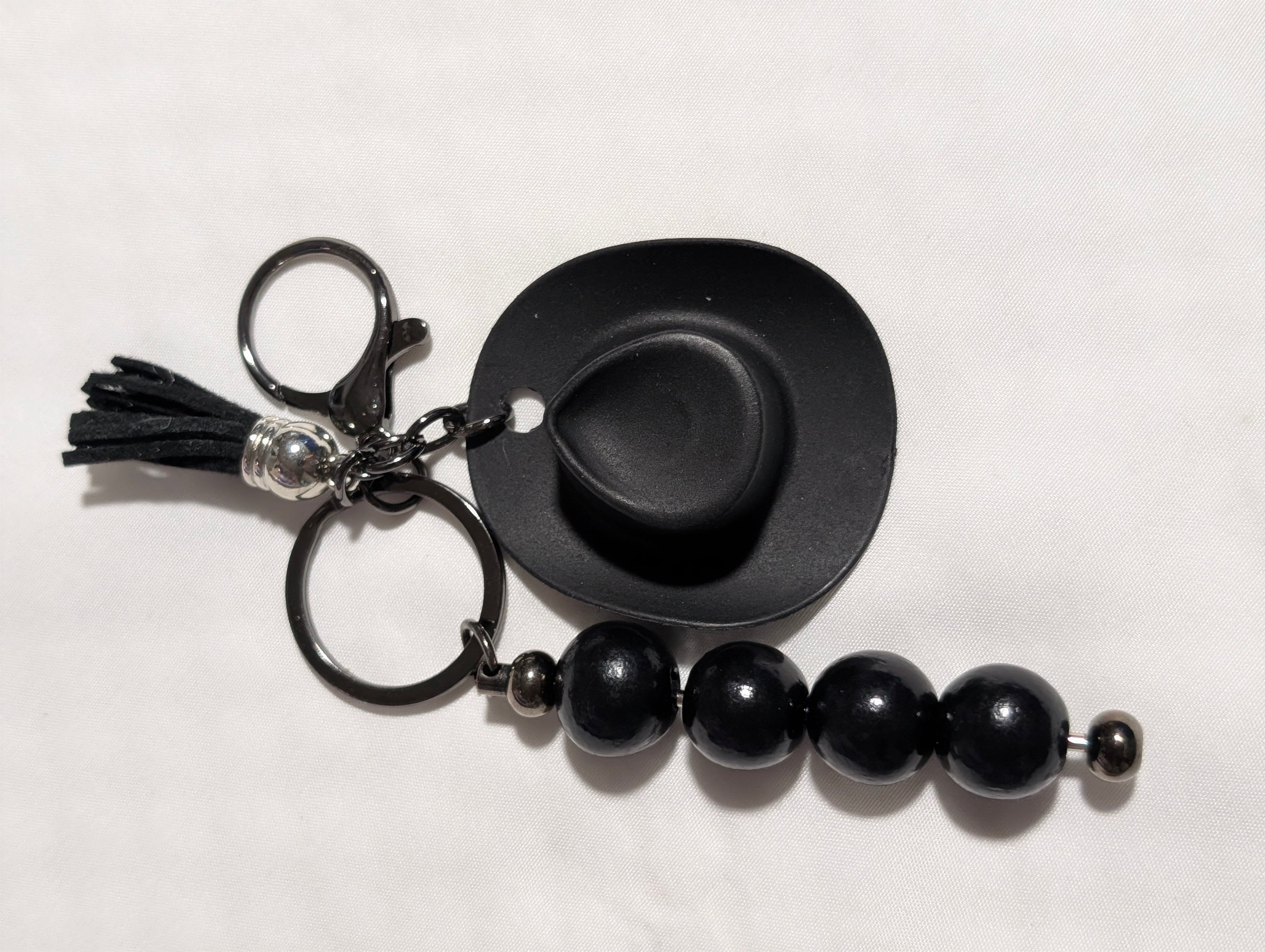 Black Cowboy Hat Bead Keychain
