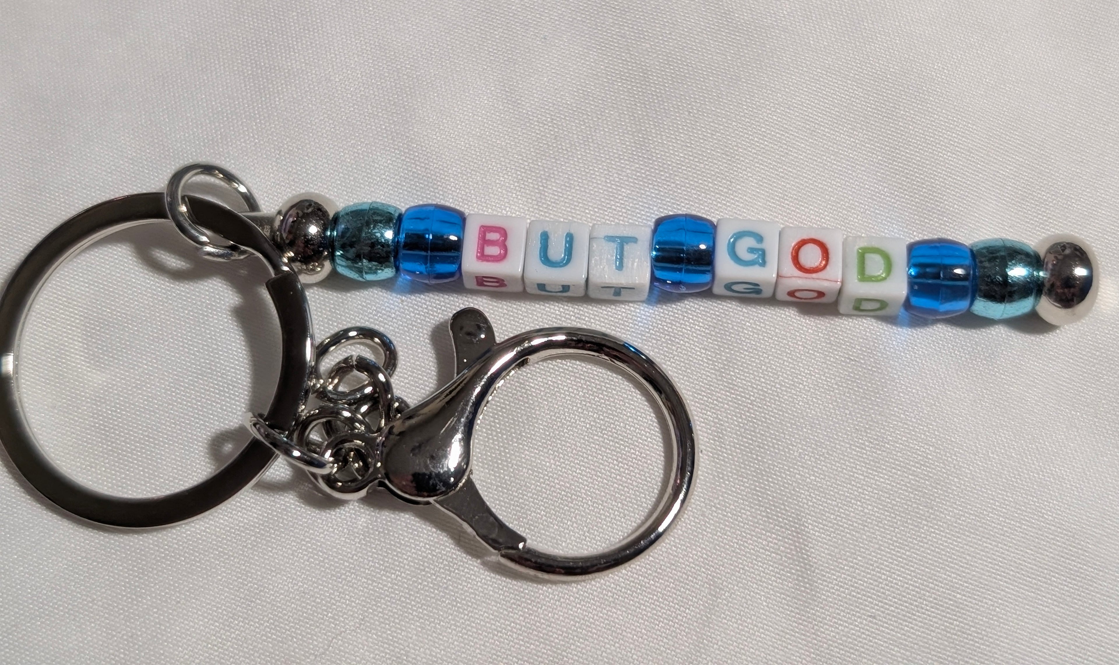 "But God" Beaded Letter Keychain