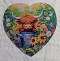 Highland Cow in a Bucket – Heart-Shaped Jigsaw Puzzle