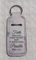 Faith Does Not Make Things Easy, It Makes Them Possible – Purple Watercolor Neoprene Keychain