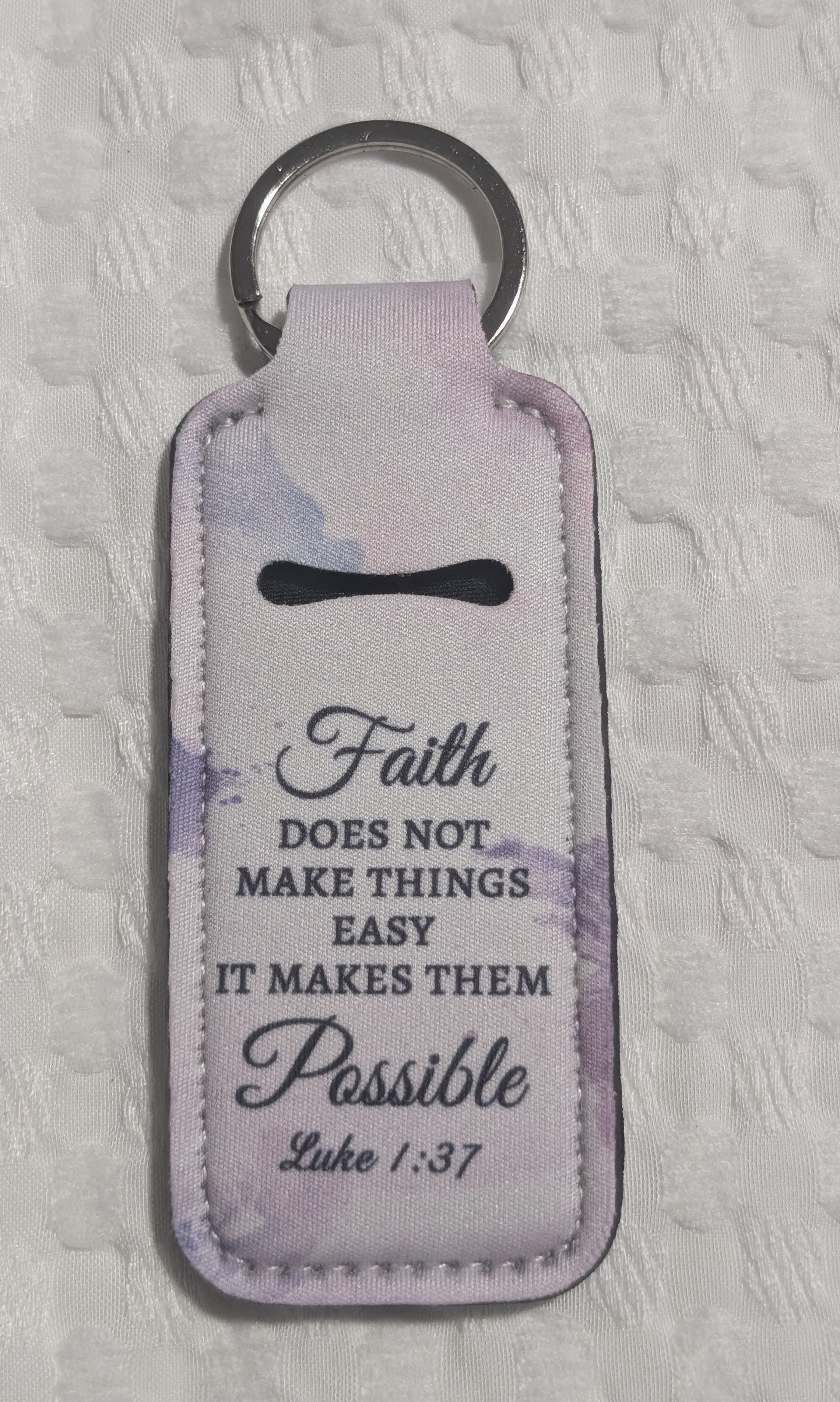 Faith Does Not Make Things Easy, It Makes Them Possible – Purple Watercolor Neoprene Keychain
