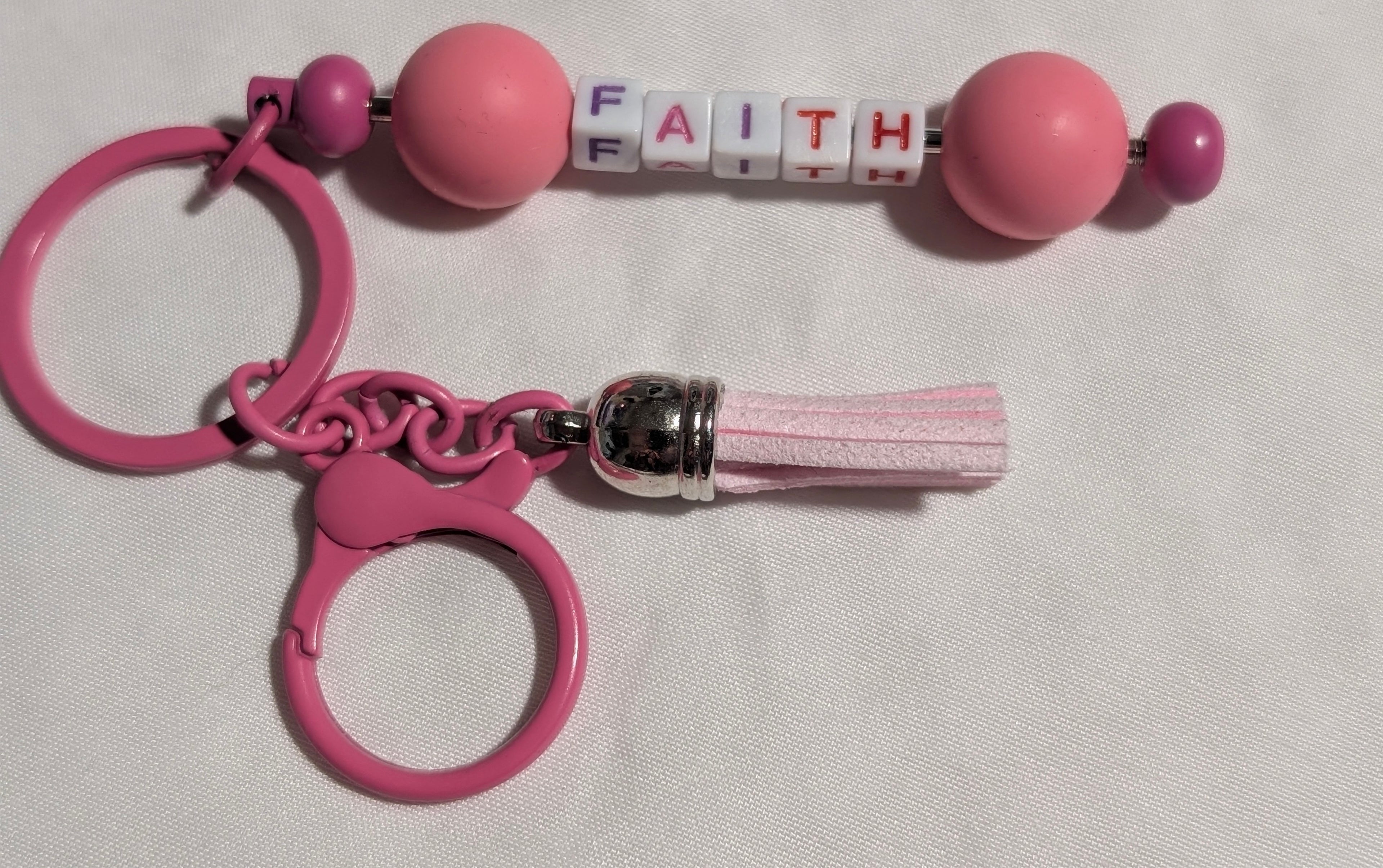 "Faith" Beaded Letter Keychain