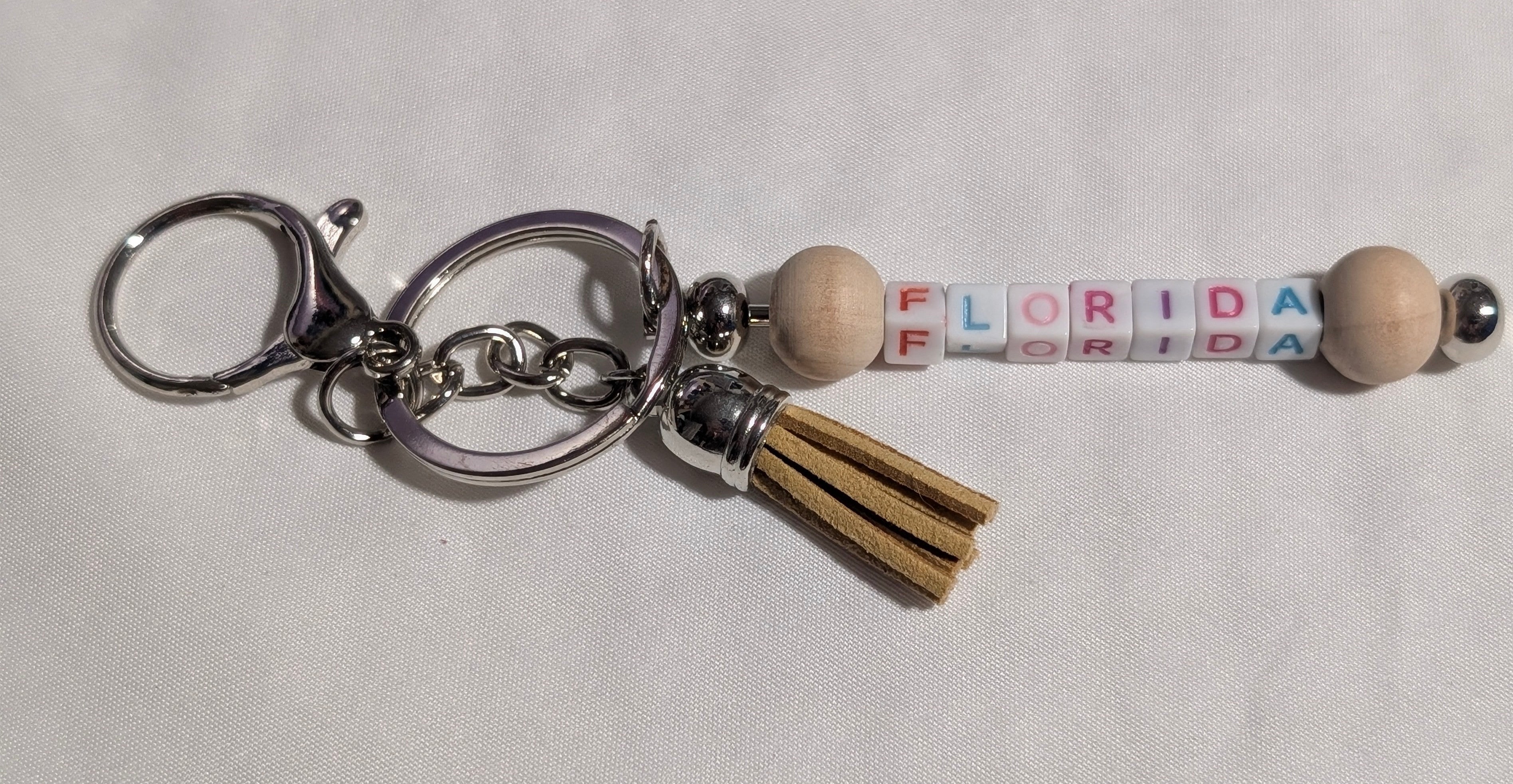"Florida" Beaded Letter Keychain