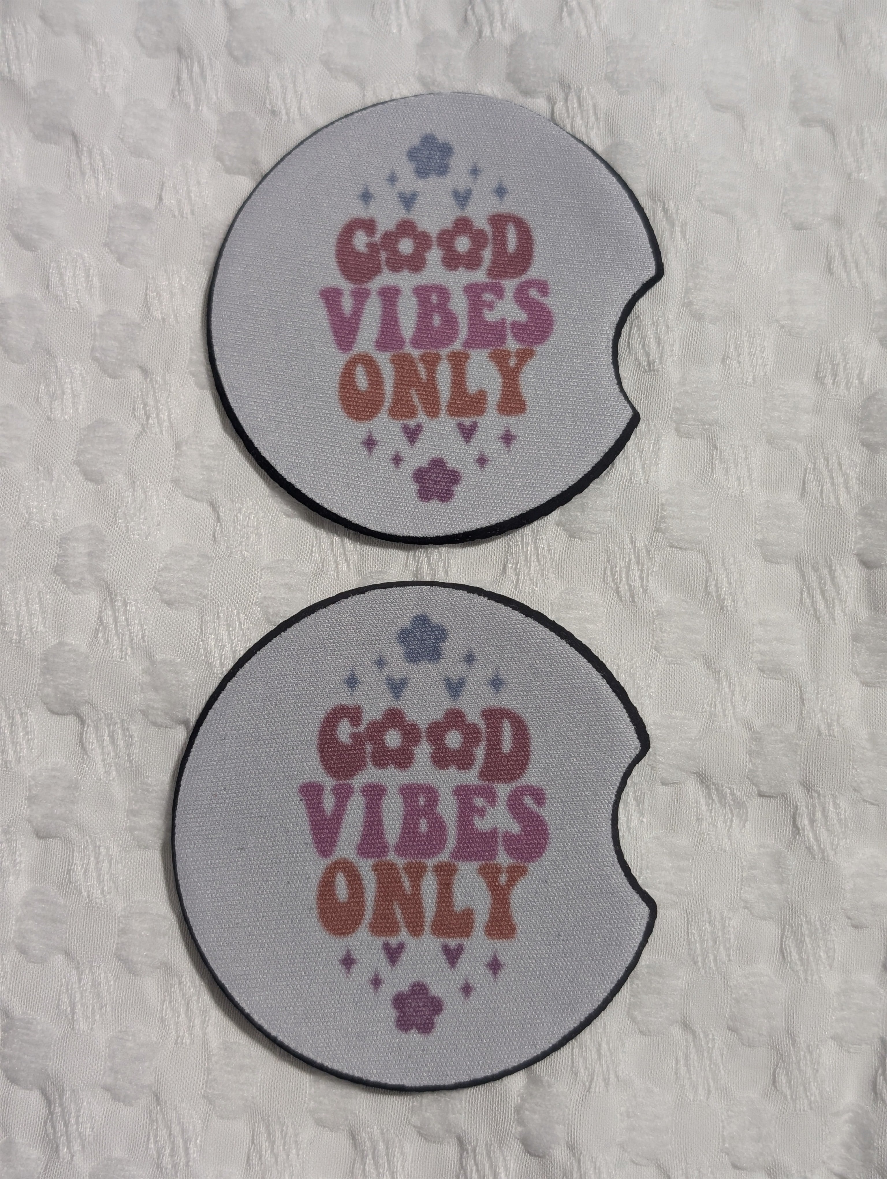 Good Vibes Only – Neoprene Car Coasters (Set of 2)
