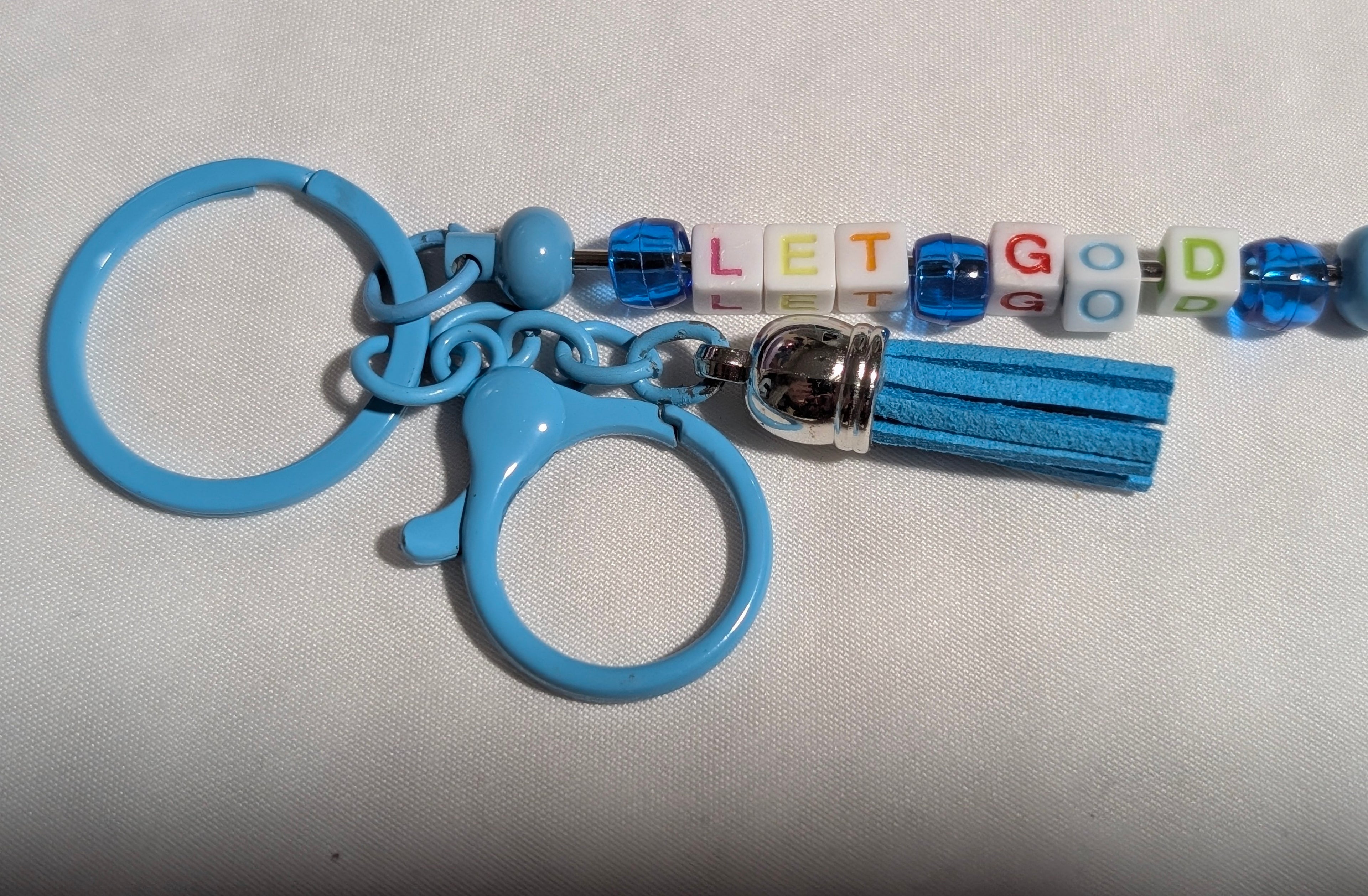 "Let God" Beaded Letter Keychain
