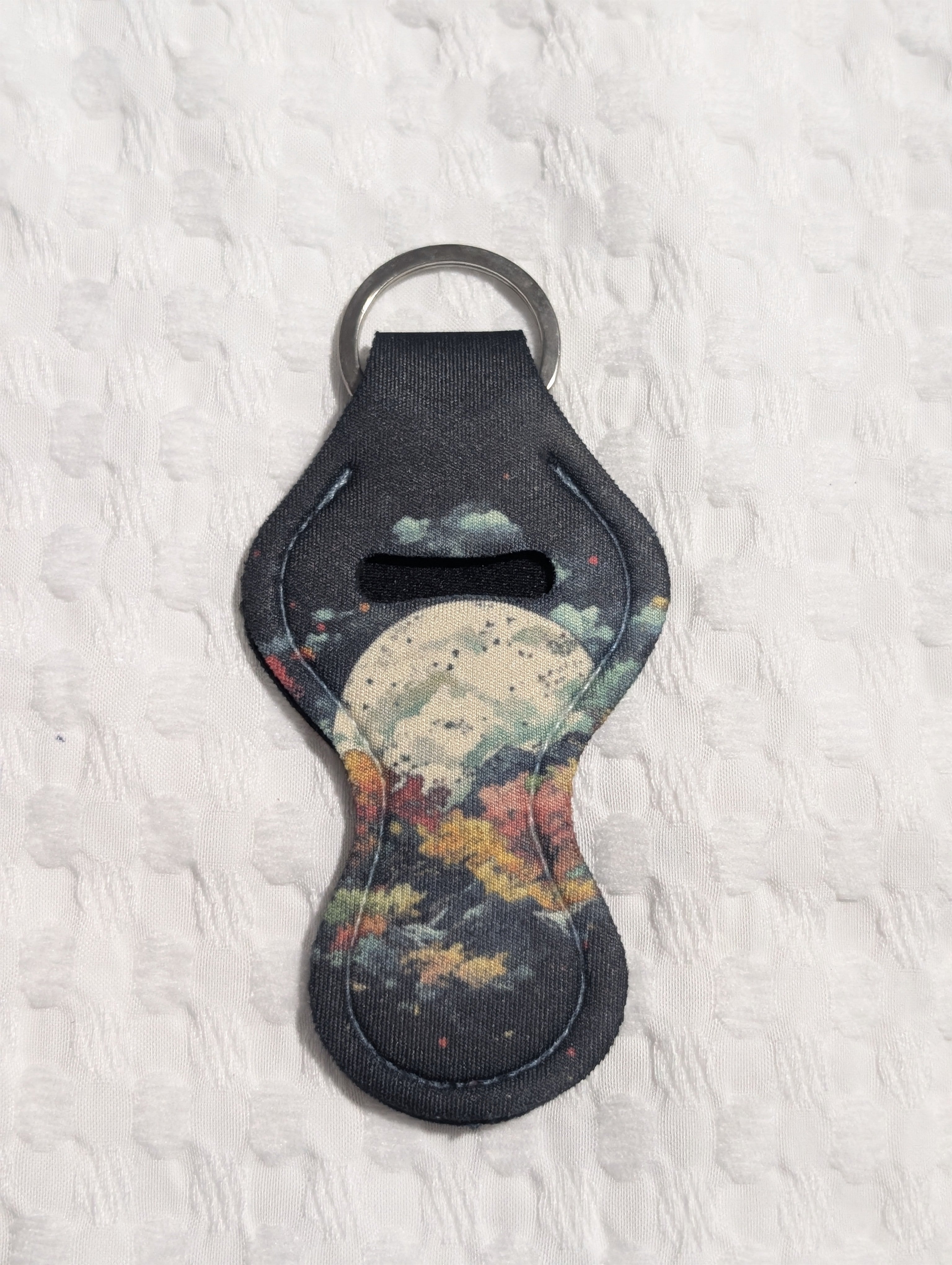 Full Moon Night Sky – Neoprene Lipstick Holder Keychain