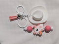 Pink Cow & White Cowboy Hat Keychain