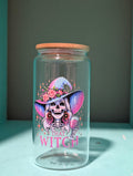 That Witch – Sugar Skull Glass Can Tumbler with Bamboo Lid